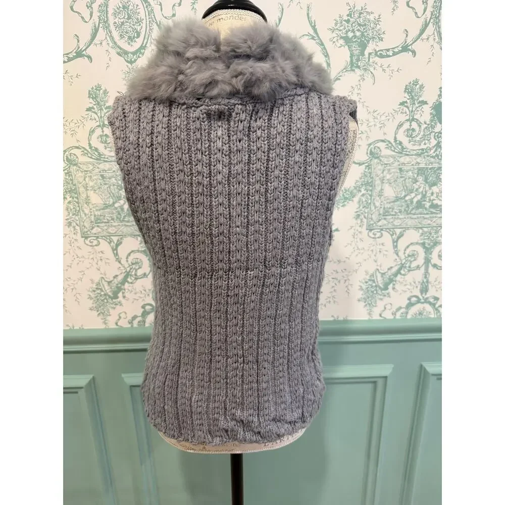 Vintage Y2K Sony Pictures Costume Archive Trendology Faux Fur Knit Vest - Sz S - Picture 7 of 8